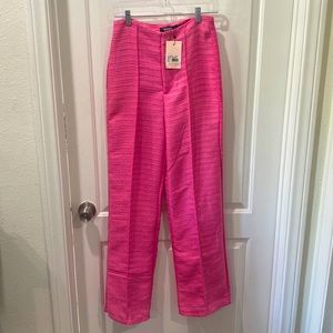 Hot Pink Co Ord Boucle Straight Leg Trouser